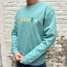SWEAT COL ROND BRODÉ BLEU/VERT GOLDMEN