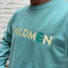 SWEAT COL ROND BRODÉ BLEU/VERT GOLDMEN